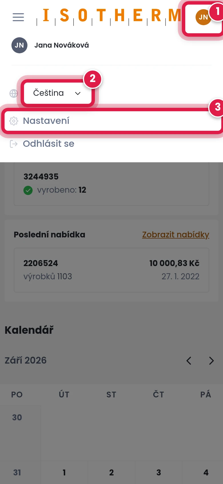 Přepněte jazyk a otevřete Nastavení