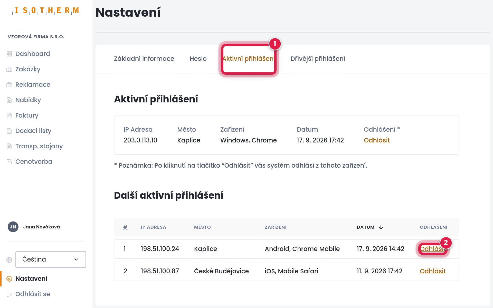 Zkontrolujte přihlášená zařízení