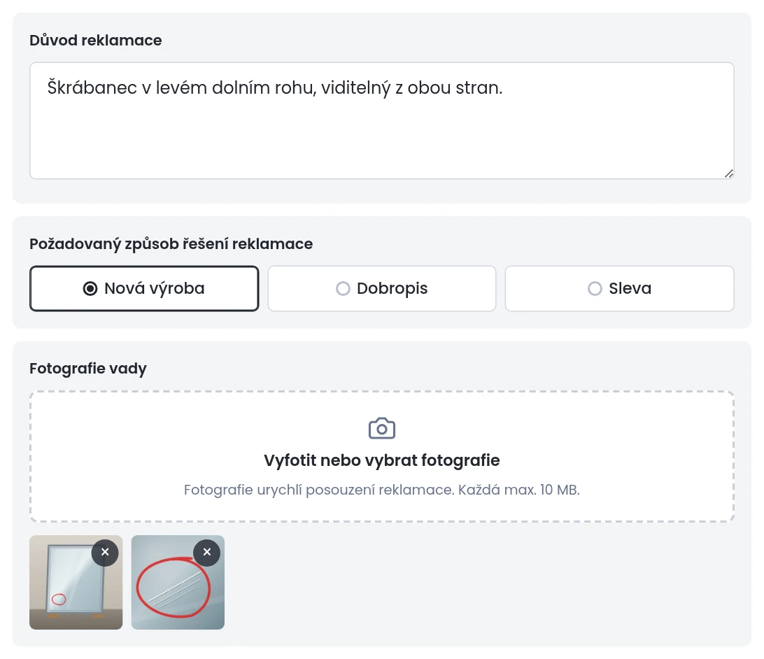 Popište vadu a přidejte fotky