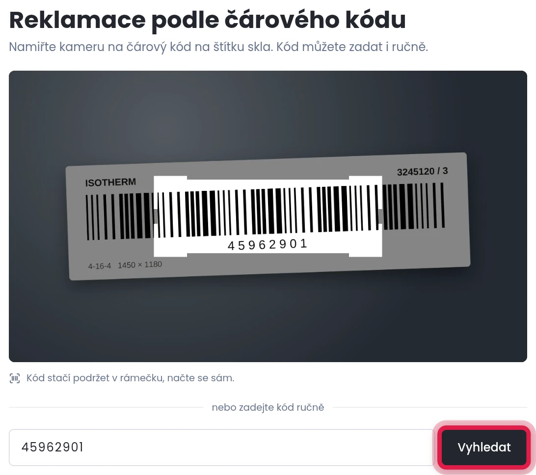 Zadejte čárový kód