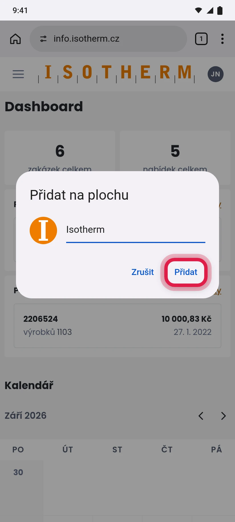 Potvrďte přidání