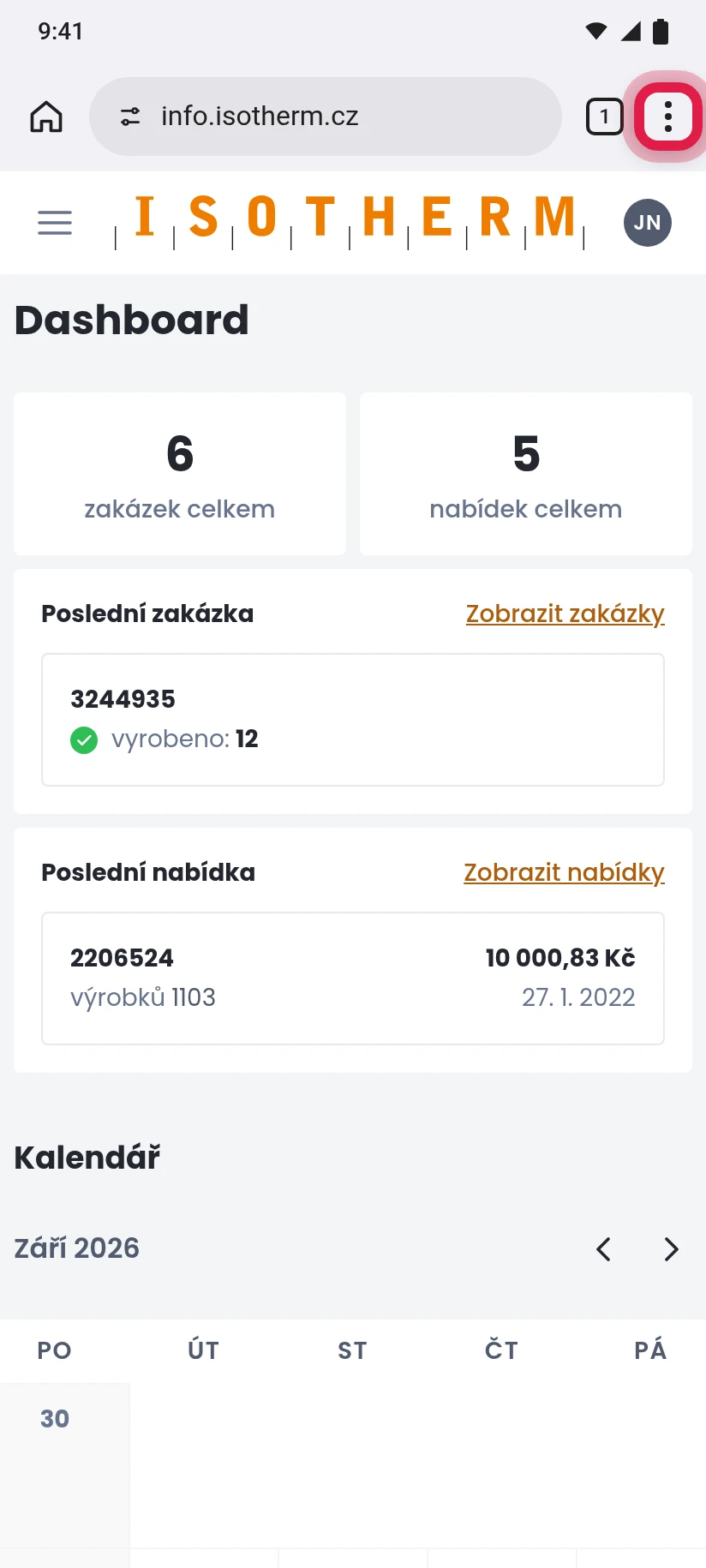 Otevřete nabídku Chromu