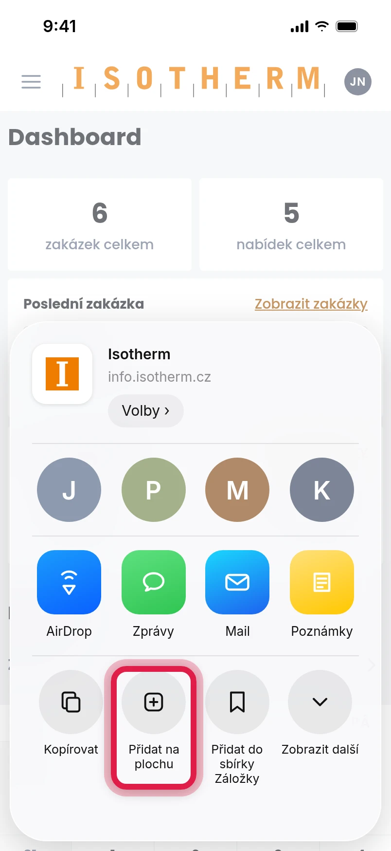 Klepněte na „Přidat na plochu“
