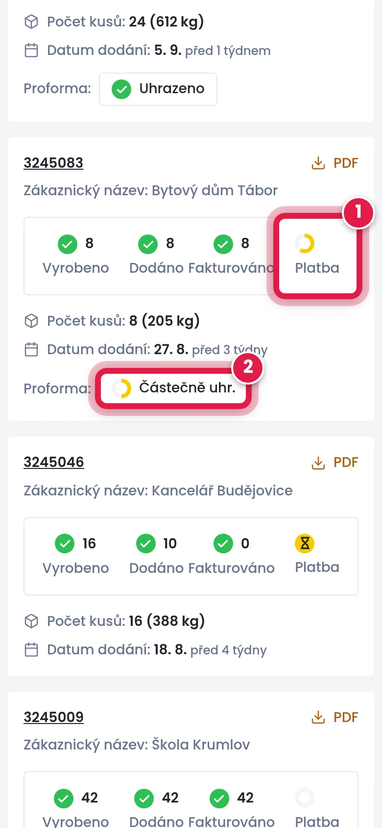 Podívejte se na stav plateb