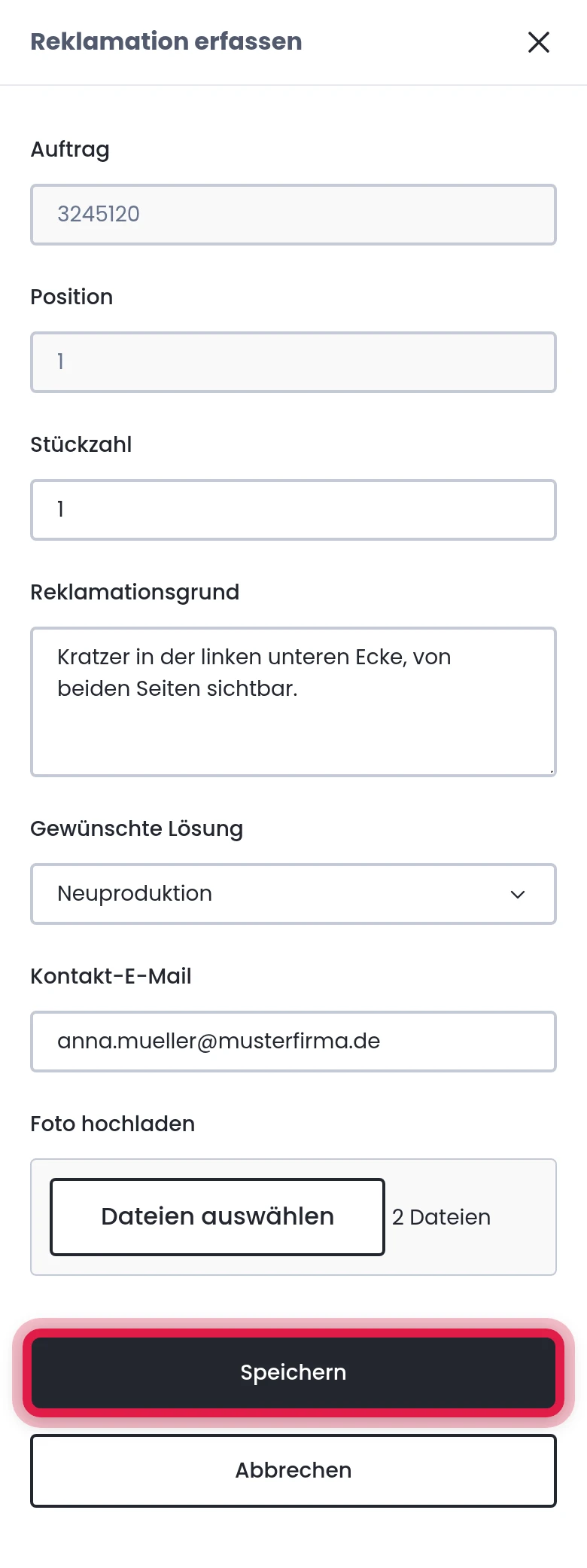 Ausfüllen und speichern