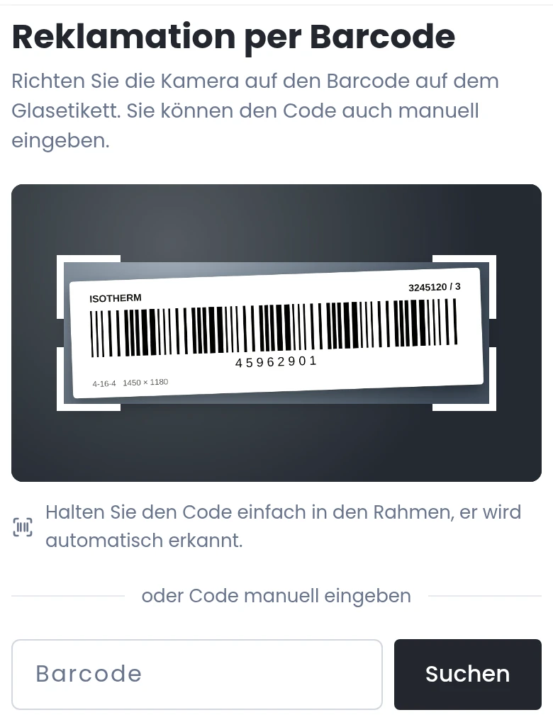 Barcode eingeben