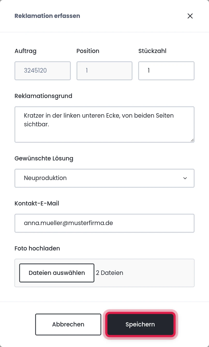 Ausfüllen und speichern