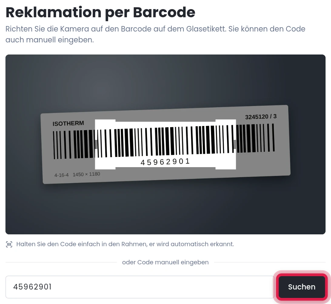 Barcode eingeben