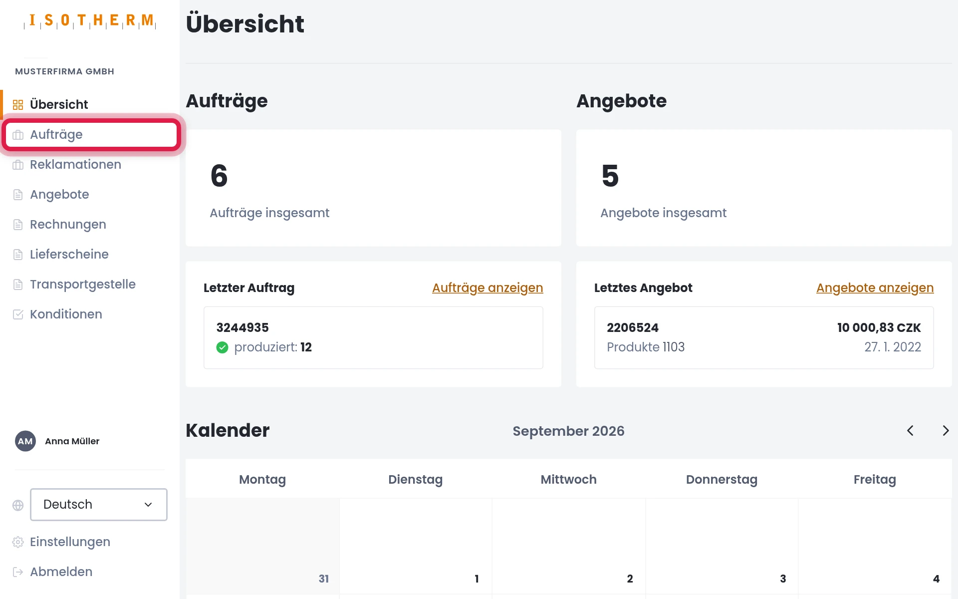 Aufträge öffnen