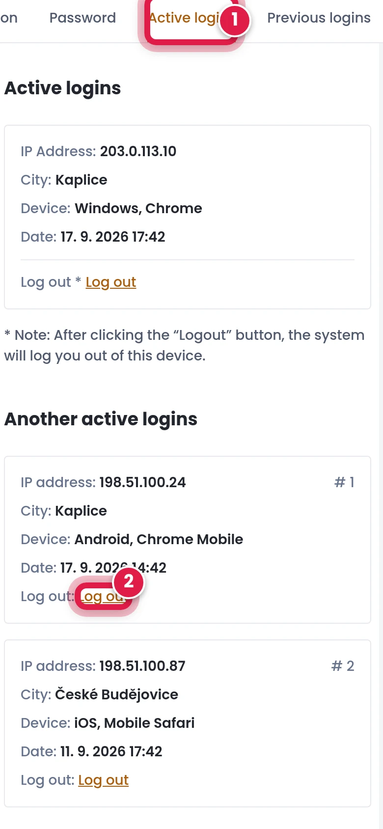 Check logged-in devices