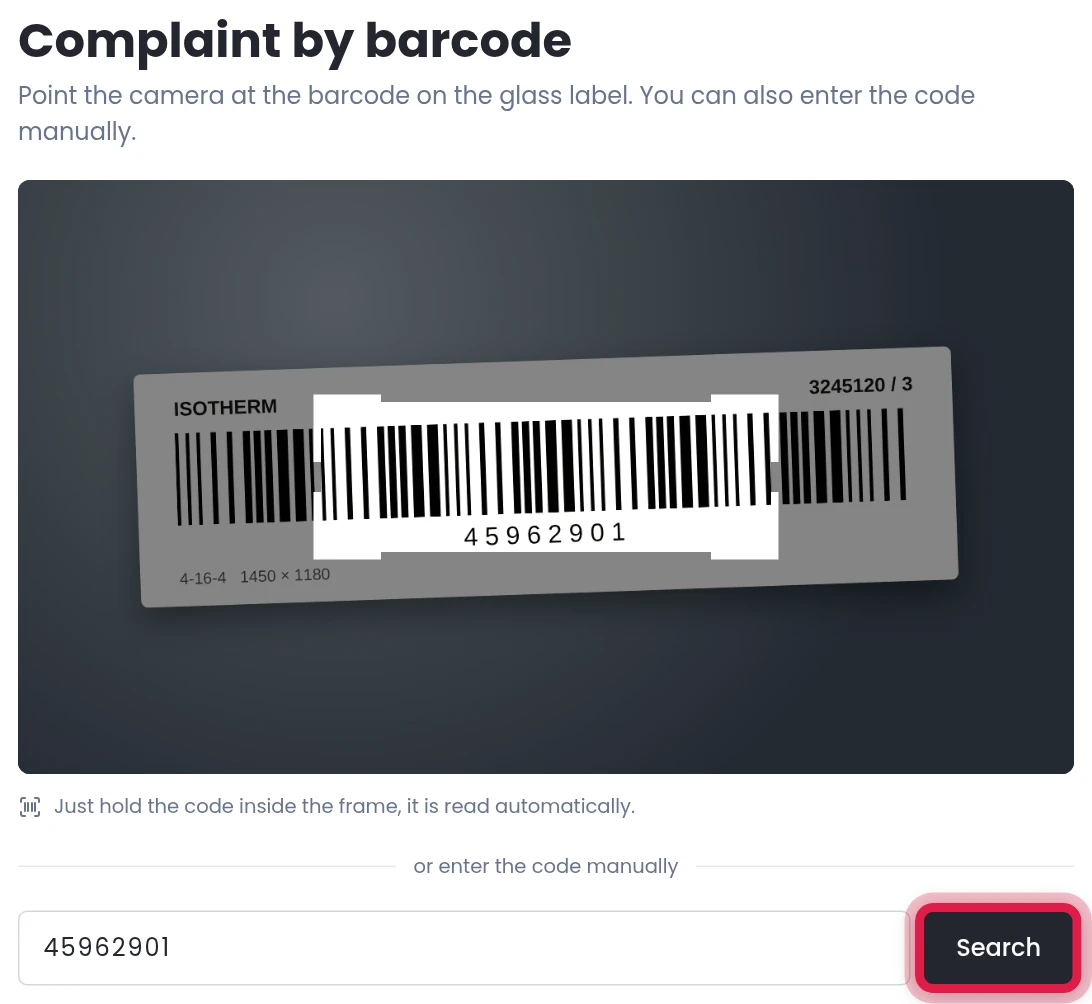 Enter the barcode
