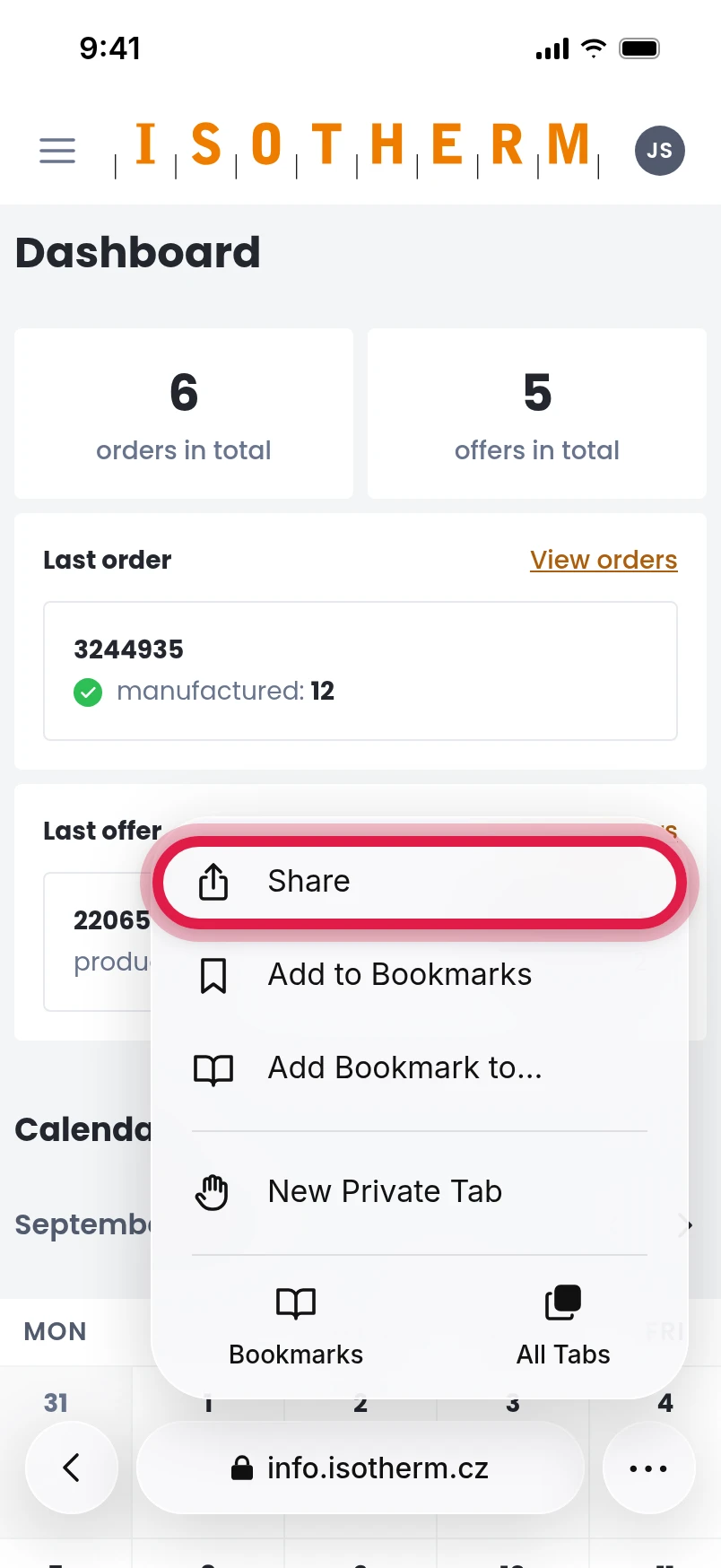 Choose “Share”